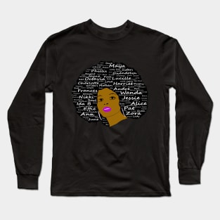 Black History Month Powerful Writers Natural Hair Afro Art Long Sleeve T-Shirt